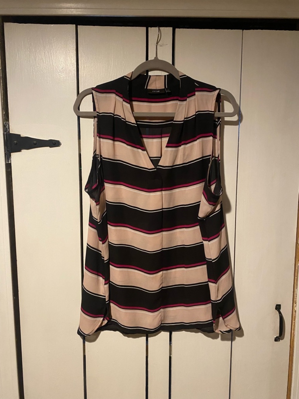 Apt. 9 Striped Cold-Shoulder Camisole in Black, Beige and Pink